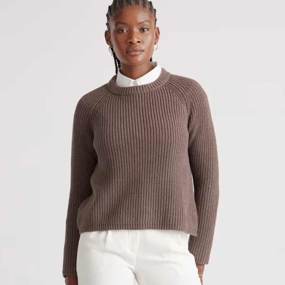 Quince Organic Cotton Fisherman Crew Sweater